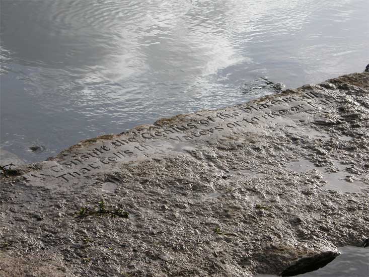 Drawing for the village Stone, a combination of text spiralling round a single point